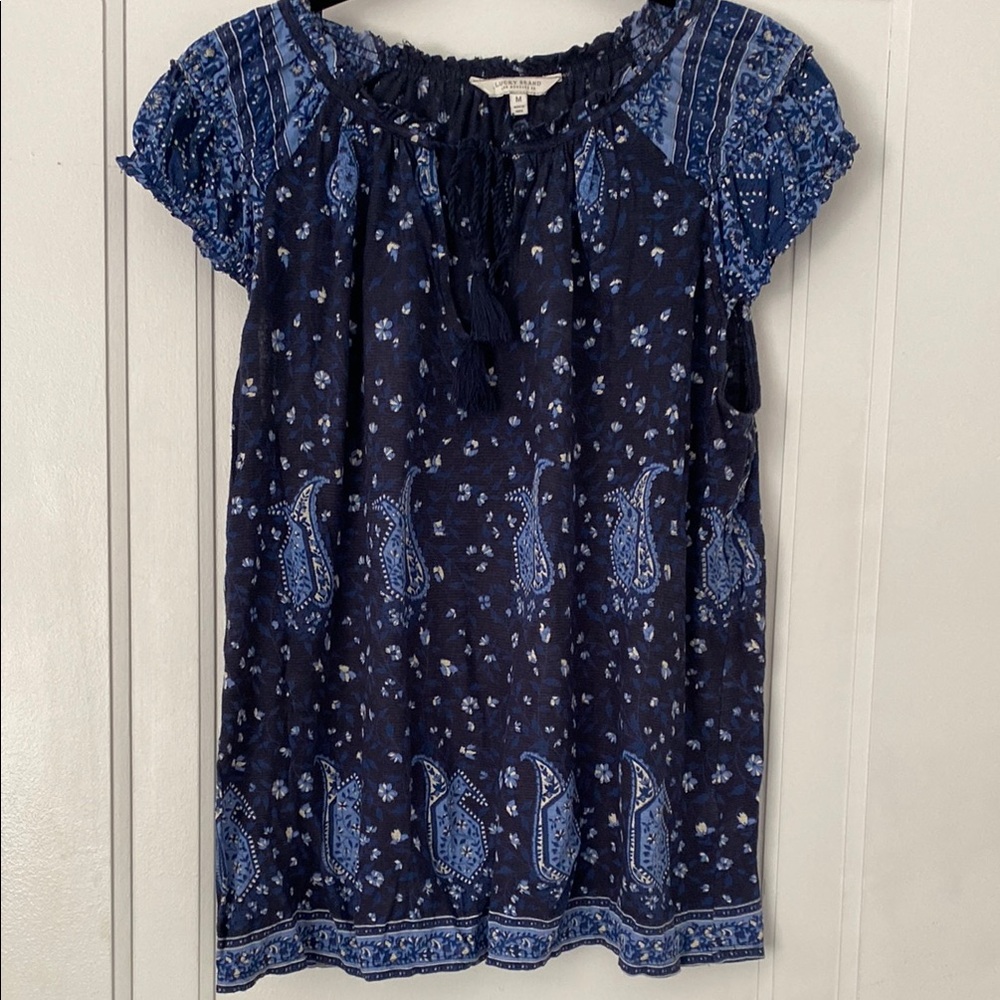 Lucky Brand Blue Paisley Top